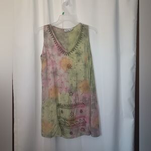 Kaaku Women's Hippie Festival Embroidered Tunic OS Tie Dye Cover Up Whimsy Fairy